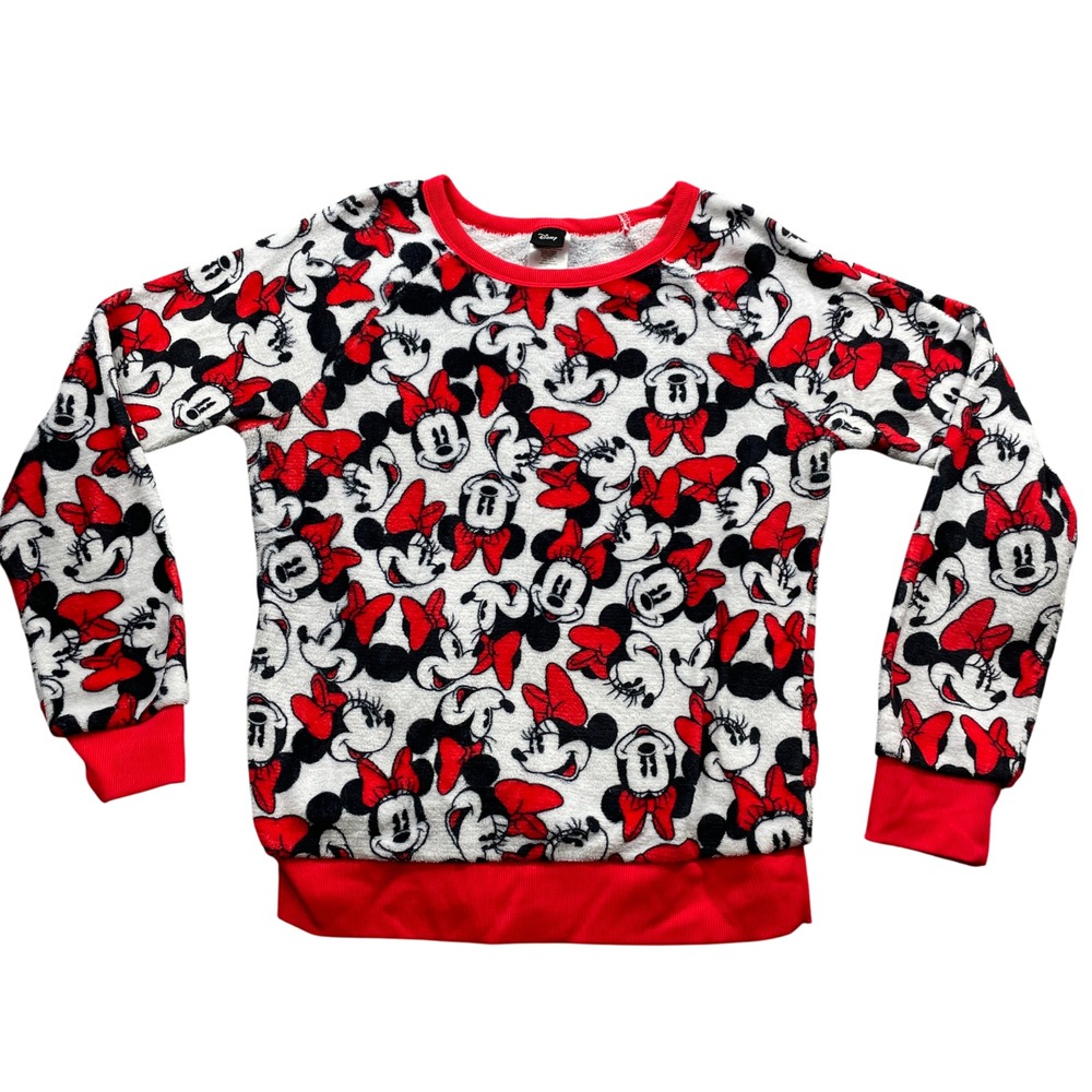 Disney Girls Large Minnie Mouse Sweatshirt Long‎ Sleeve Scoop Neck